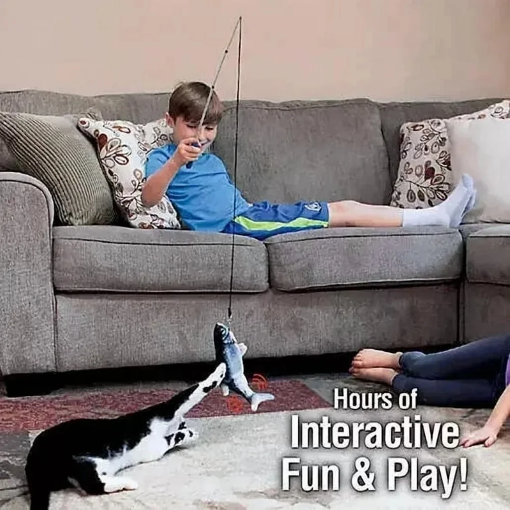 As Seen On TV Flippity Fish Cat Toy - Blue and White